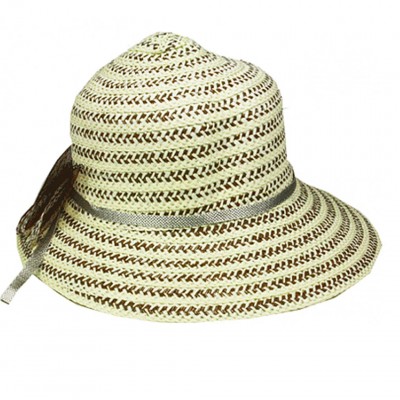Silver Fever ®  Summer Fancy Sun Hat Fits All Beige Stripes 714983289016 eb-85177330